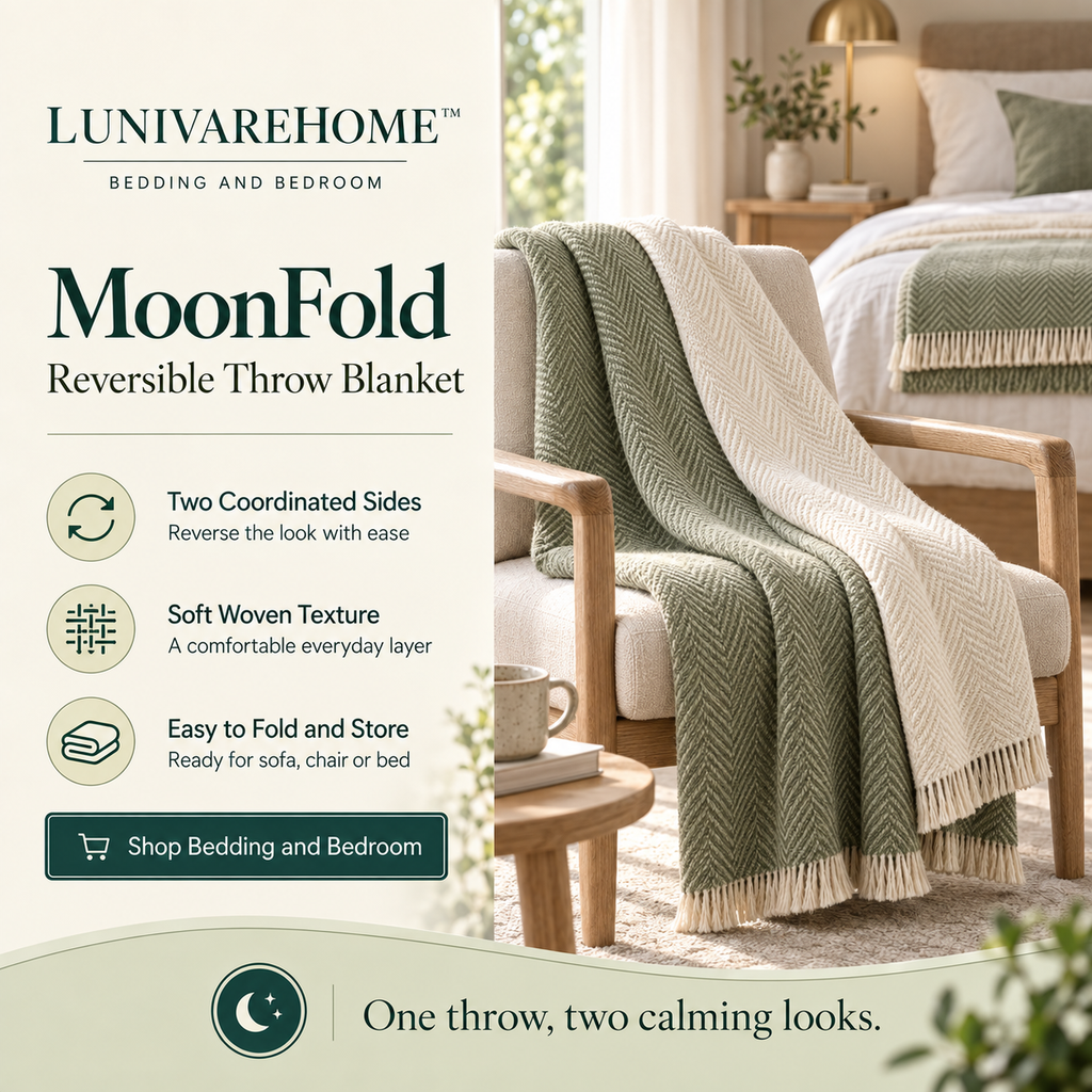LUNIVAREHOME™ MoonFold Reversible Throw Blanket