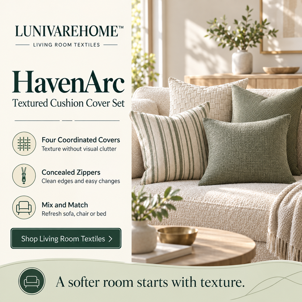 LUNIVAREHOME™ HavenArc Textured Cushion Cover Set
