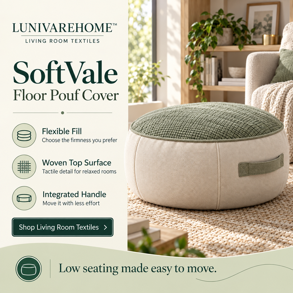 LUNIVAREHOME™ SoftVale Floor Pouf Cover