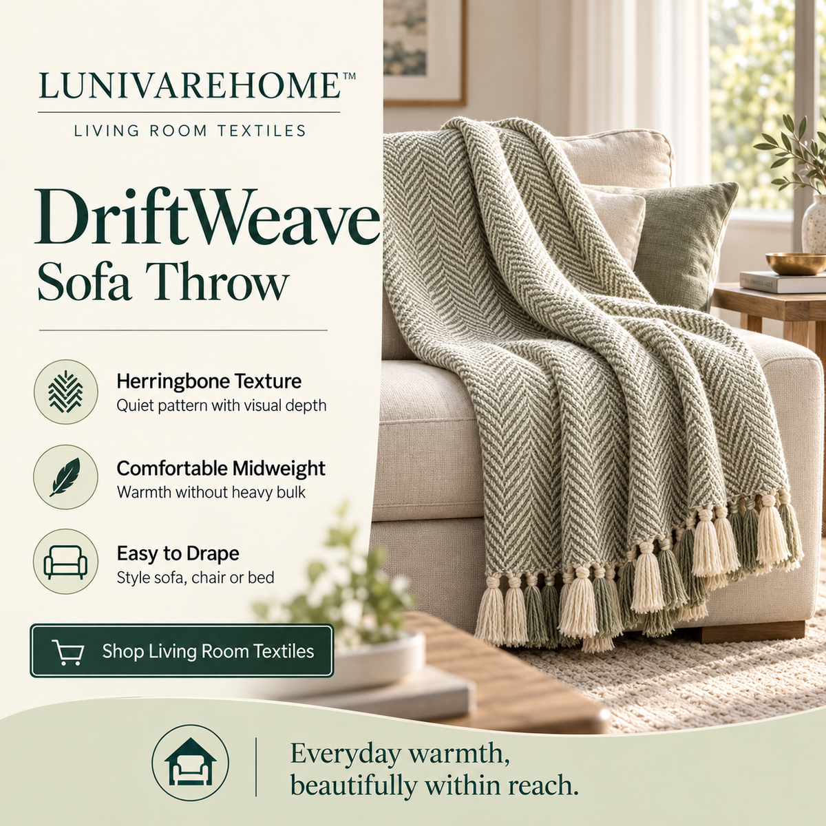 LUNIVAREHOME™ DriftWeave Sofa Throw