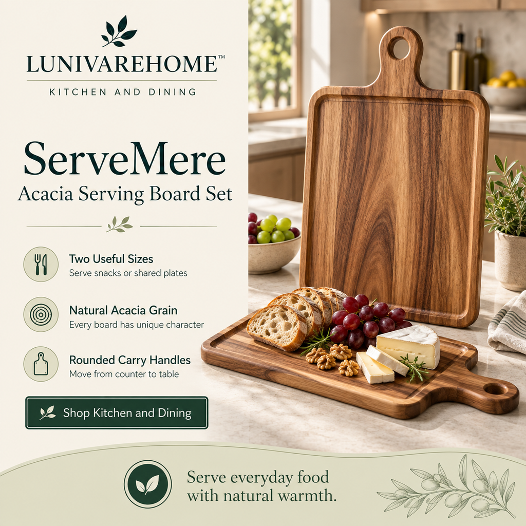 LUNIVAREHOME™ ServeMere Acacia Serving Board Set