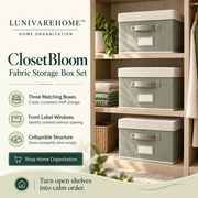 LUNIVAREHOME™ ClosetBloom Fabric Storage Box Set