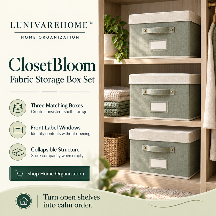 LUNIVAREHOME™ ClosetBloom Fabric Storage Box Set