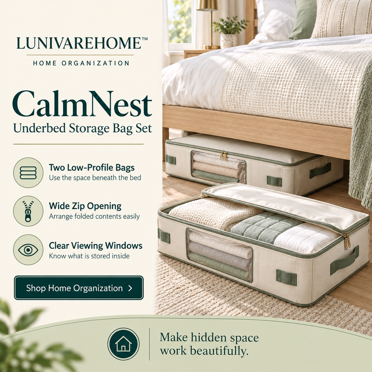 LUNIVAREHOME™ CalmNest Underbed Storage Bag Set