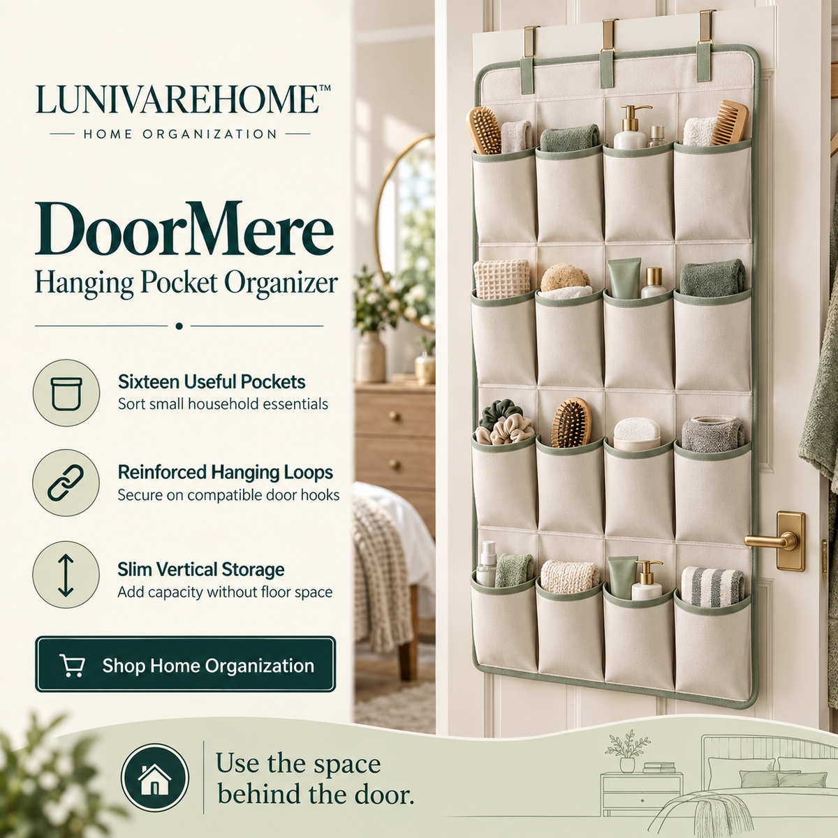LUNIVAREHOME™ DoorMere Hanging Pocket Organizer