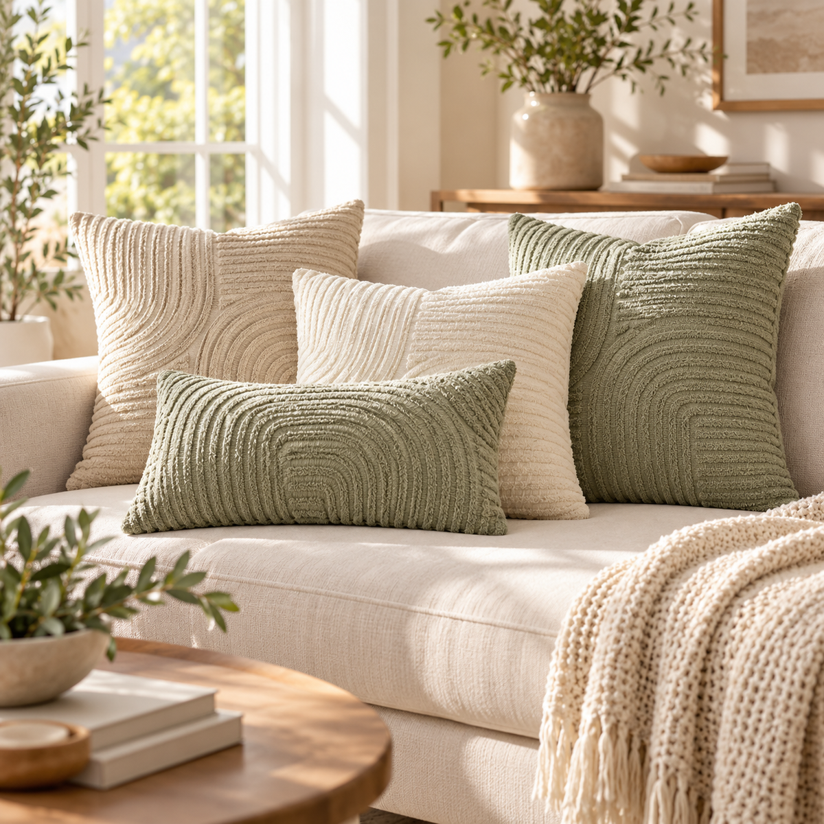 LUNIVAREHOME™ HavenArc Textured Cushion Cover Set