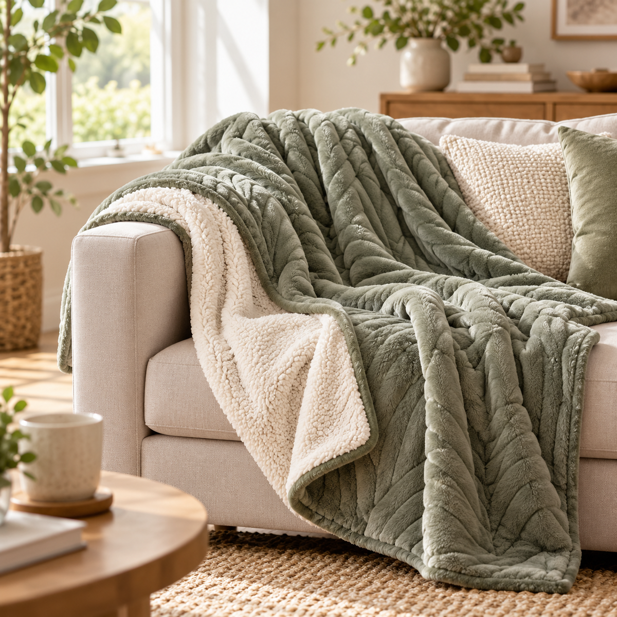 LUNIVAREHOME™ MoonFold Reversible Throw Blanket