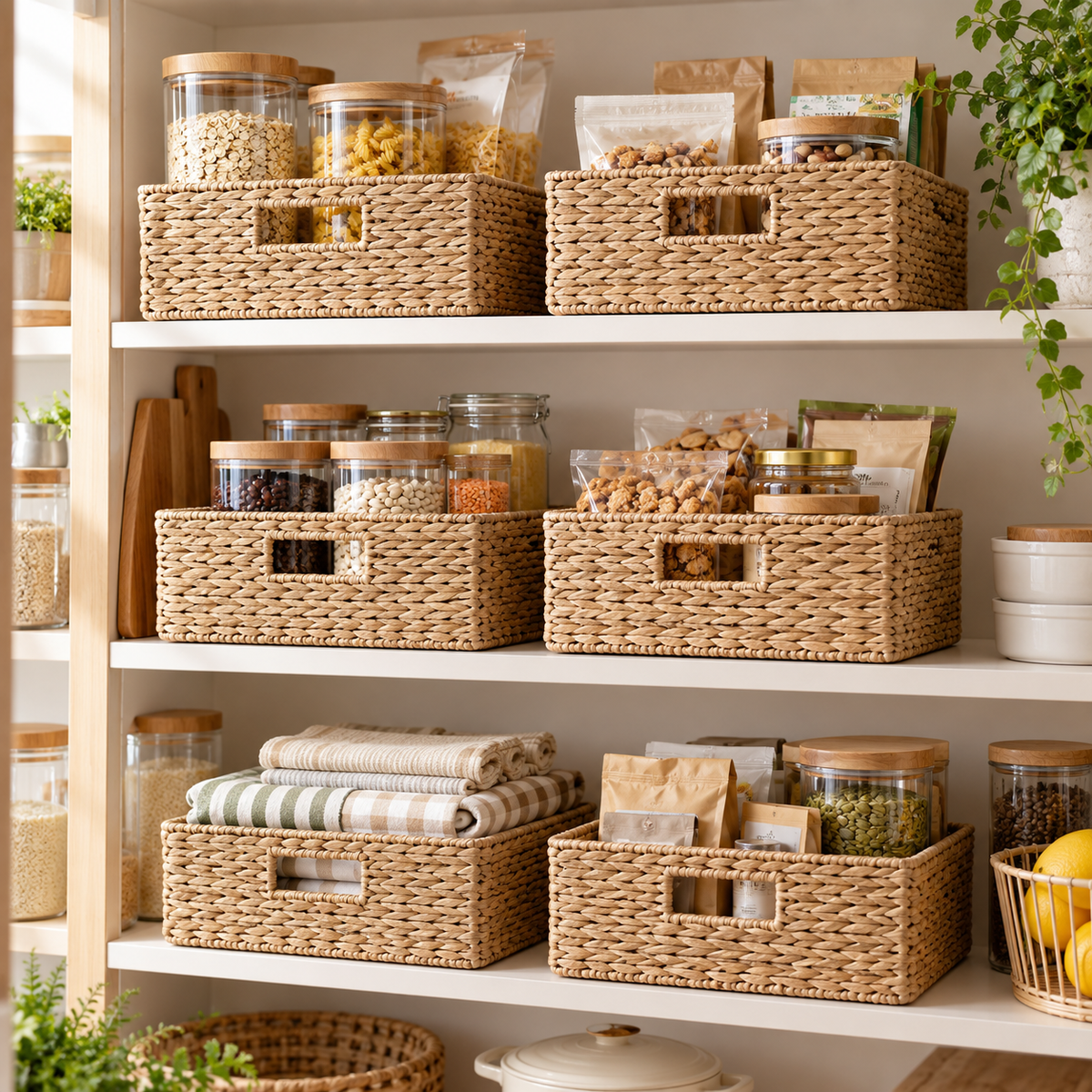 LUNIVAREHOME™ PantryVale Woven Storage Basket Set