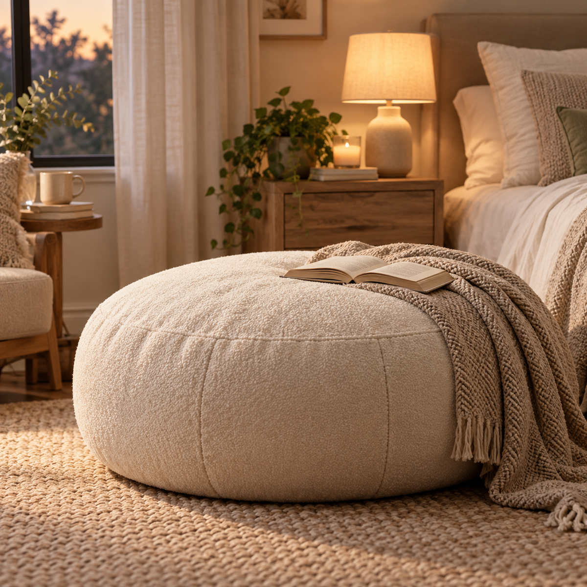 LUNIVAREHOME™ SoftVale Floor Pouf Cover